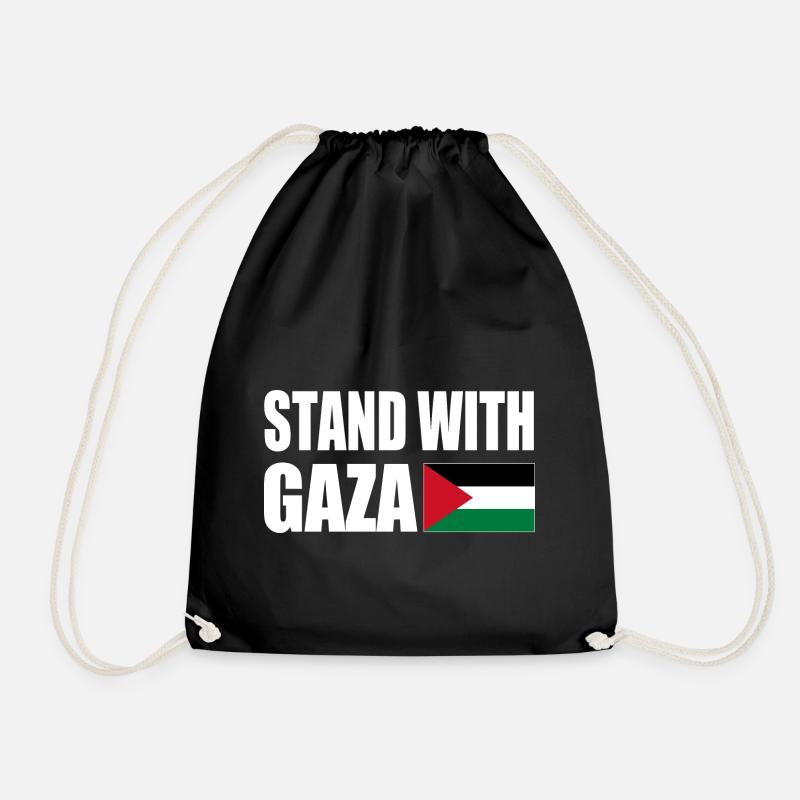 Stand with gaza - Drawstring Bag - black