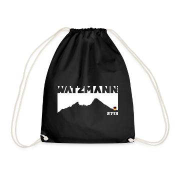 Watzmann Bayern Berchtesgaden German Flag Mountain - Drawstring Bag - black - Front