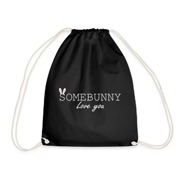 Valentine's Day Rabbit, Rabbit - Somebunny Love You - Drawstring Bag - black - Front
