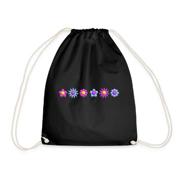 Flowers Blossoms in Row 3D - Drawstring Bag - black - Front