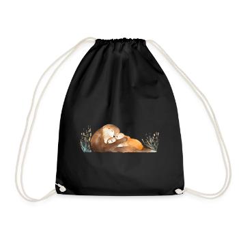 Liebevolle Otter-Mama und Baby - Turnbeutel - Schwarz - Vorne