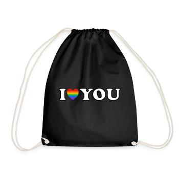 Je t’aime - couple gay - cœur arc-en-ciel - Sac de sport léger - noir - Devant