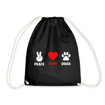 Frieden Liebe Hunde - Turnbeutel - Schwarz - Vorne