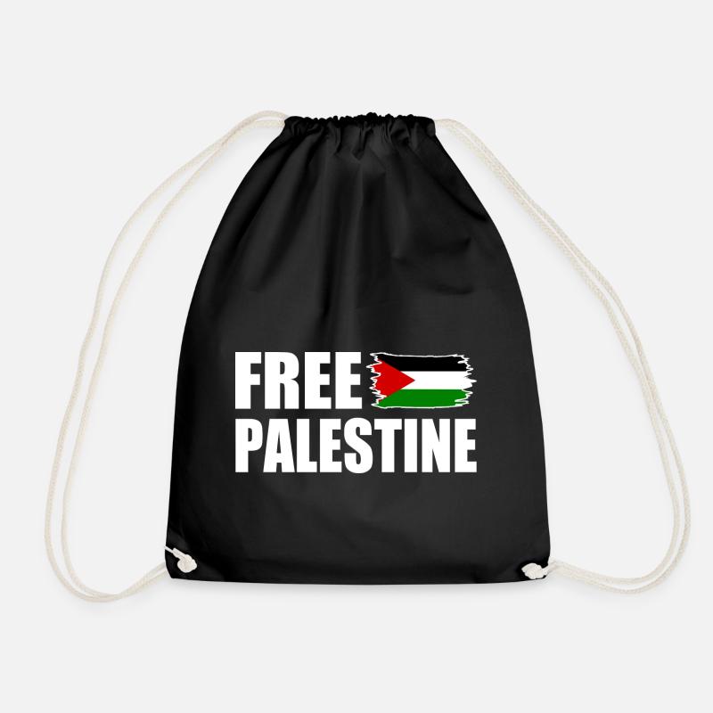 Free palestine - Drawstring Bag - black