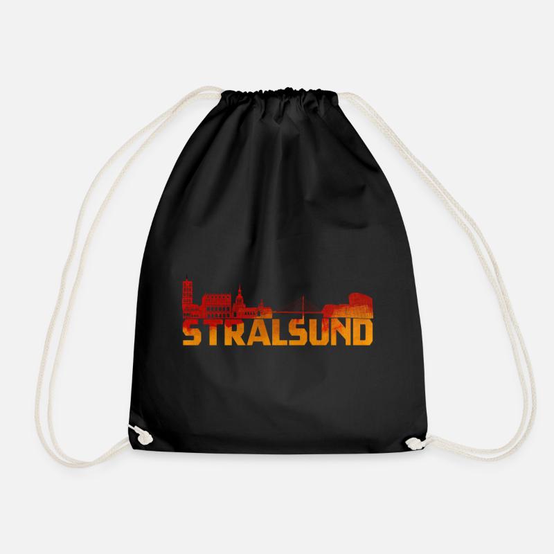 Hansestadt Stralsund Silhouette Skyline Ozeaneum B - Turnbeutel - Schwarz