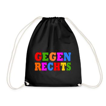 Gegen rechts - Turnbeutel - Schwarz - Vorne