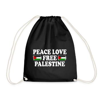Peace love Free palestine - Drawstring Bag - black - Front