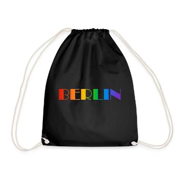 Berliner Regenbogen Text - Turnbeutel - Schwarz - Vorne