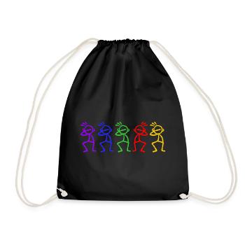 Tampon à 5 bâtons de couleur arc-en-ciel - Sac de sport léger - noir - Devant