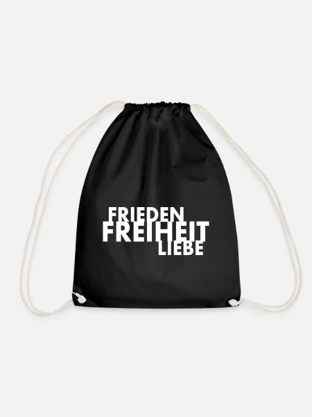 Frieden freiheit liebe - Turnbeutel - Schwarz