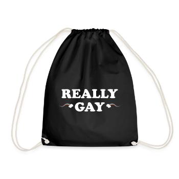 Really Gay Regenbogen Wolke - Turnbeutel - Schwarz - Vorne