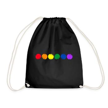 Colored circles in vintage design - Drawstring Bag - black - Front