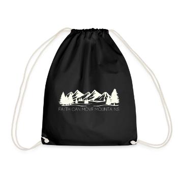 Faith can move Mountains - Christliches Geschenk - Turnbeutel - Schwarz - Vorne