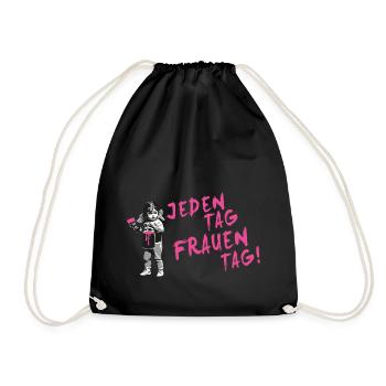 JEDEN TAG FRAUENTAG Statement - Turnbeutel - Schwarz - Vorne