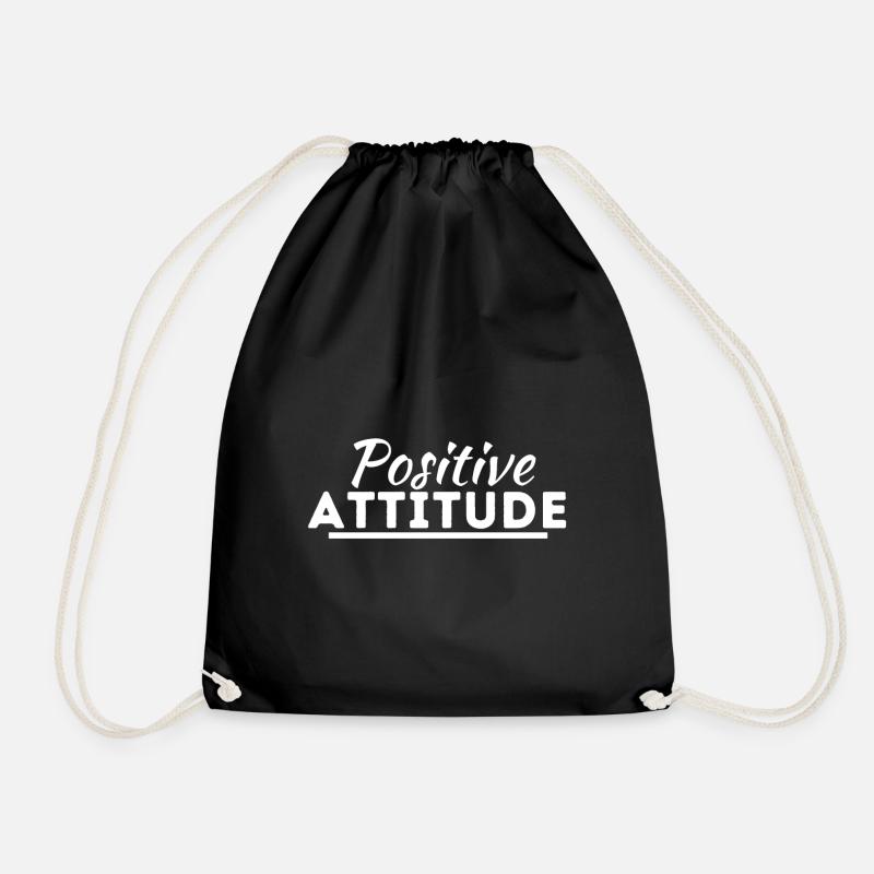 Positive attitude. optimistic joy gift - Drawstring Bag - black