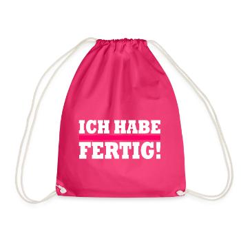 Ich habe fertig - Turnbeutel - Fuchsia - Vorne