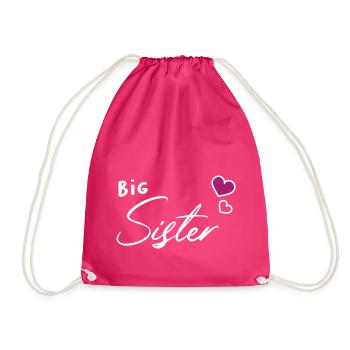 Big sister siblings heart - Drawstring Bag - fuchsia - Front
