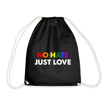 No Hate Just Love - Turnbeutel - Schwarz - Vorne