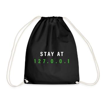 stay at home nerd saying 127.0.0.1 - Drawstring Bag - black - Front
