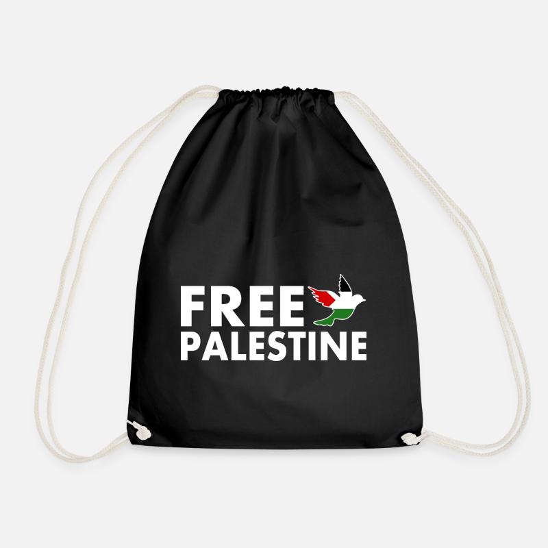 Free palestine - Drawstring Bag - black