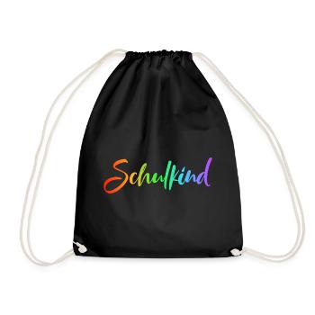 Schulkind Schrift Schriftzug Cap Mütze Snapback - Turnbeutel - Schwarz - Vorne