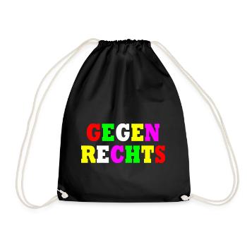 Gegen rechts - Turnbeutel - Schwarz - Vorne