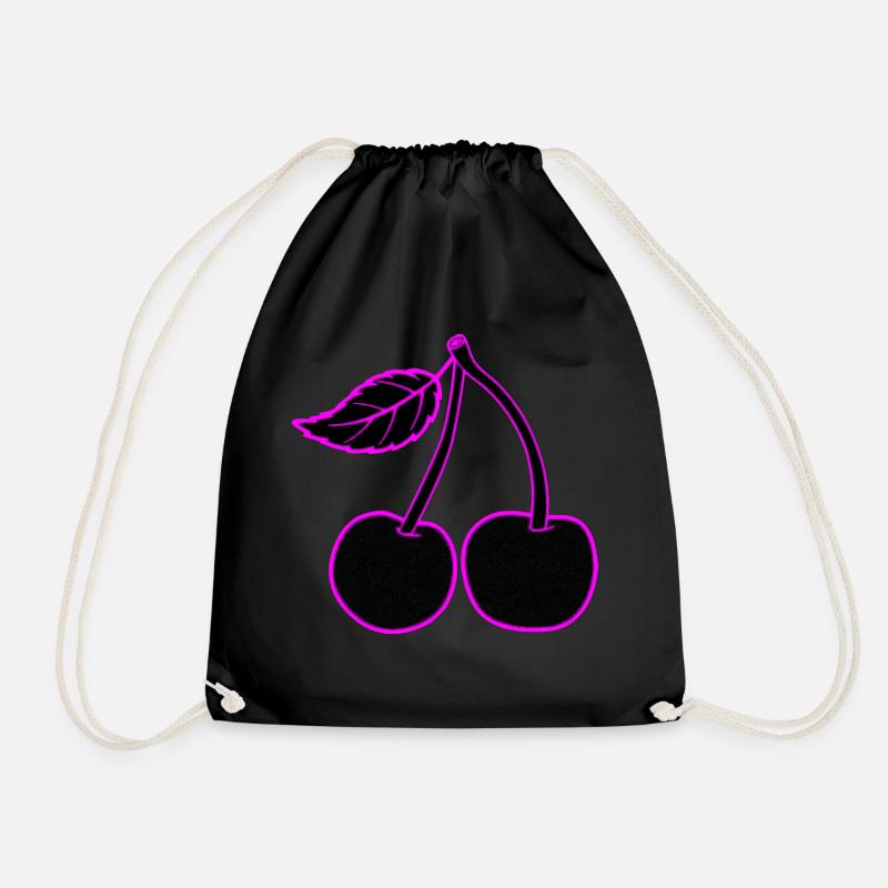 Neon Cherry Pink, subtle or present - Drawstring Bag - black
