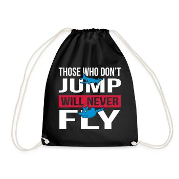 Will Never Fly Skydive - Drawstring Bag - black - Front