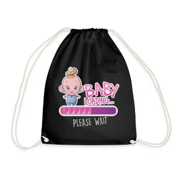 Baby loading Geschenk Schwangerschaft Schwanger - Turnbeutel - Schwarz - Vorne