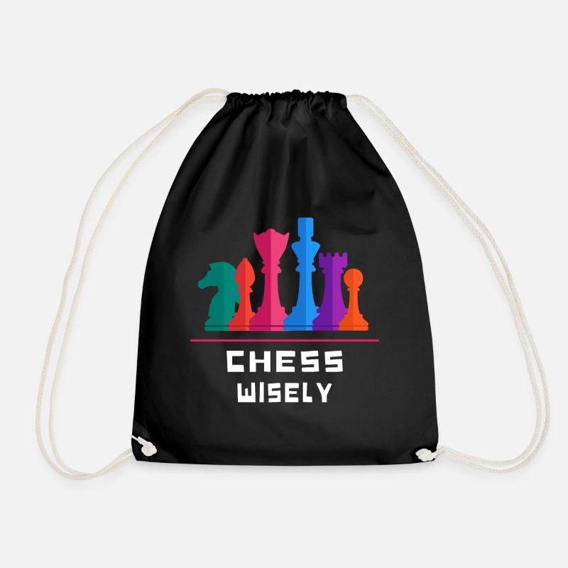 chess chess wisely playing chess - Drawstring Bag - black