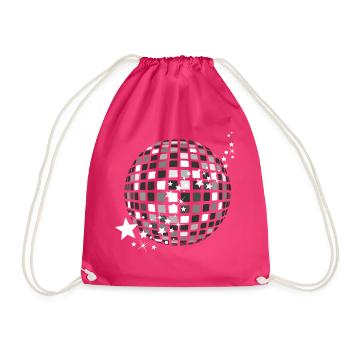 Discokugel Glitzernde Disco Kugel Schlagerparty - Turnbeutel - Fuchsia - Vorne