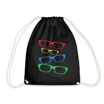 Design mit bunte Brillen mit Brillengestell - Turnbeutel - Schwarz - Vorne