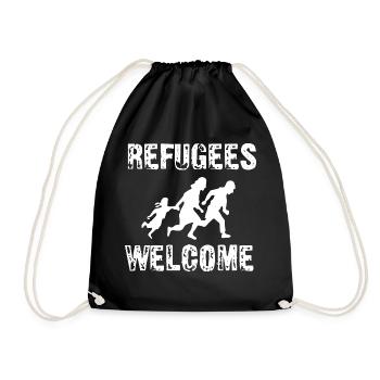 Refugees Welcome - Turnbeutel - Schwarz - Vorne