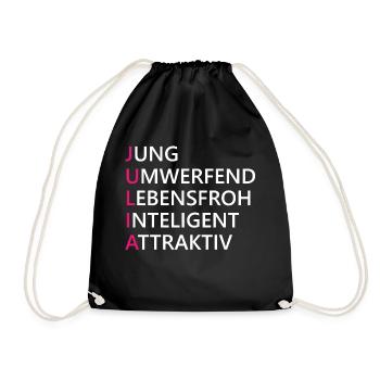 Julia Name Geschenk - Turnbeutel - Schwarz - Vorne
