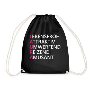Laura Name Geschenk - Turnbeutel - Schwarz - Vorne