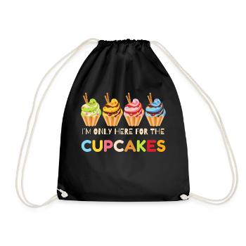 Funny Cupcakes, Cupcake Celebrations, Cupcake Gift - Drawstring Bag - black - Front