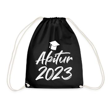 Abschluss Abitur 2023 Hut Pinselschrift - Turnbeutel - Schwarz - Vorne