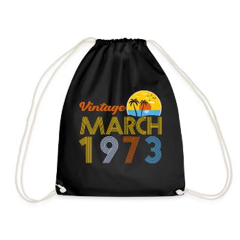 50th Birthday March 1973 50 Years Old Gifts - Drawstring Bag - black - Front