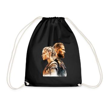 Young Viking couple fights together - Drawstring Bag - black - Front