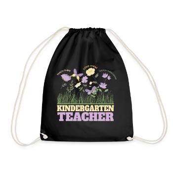 Kindergärtnerin Blume Groovy Teacher Zurück Zur - Turnbeutel - Schwarz - Vorne