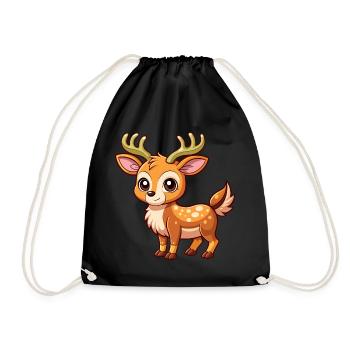Cute Baby Moose - Drawstring Bag - black - Front