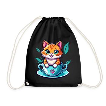 Chat en tasse - Sac de sport léger - noir - Devant