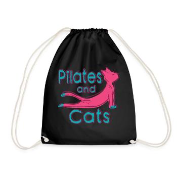 Pilates and Cats Relaxation Motif - Drawstring Bag - black - Front