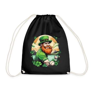 St. Patrick's Day Shamrock Baseball - Drawstring Bag - black - Front