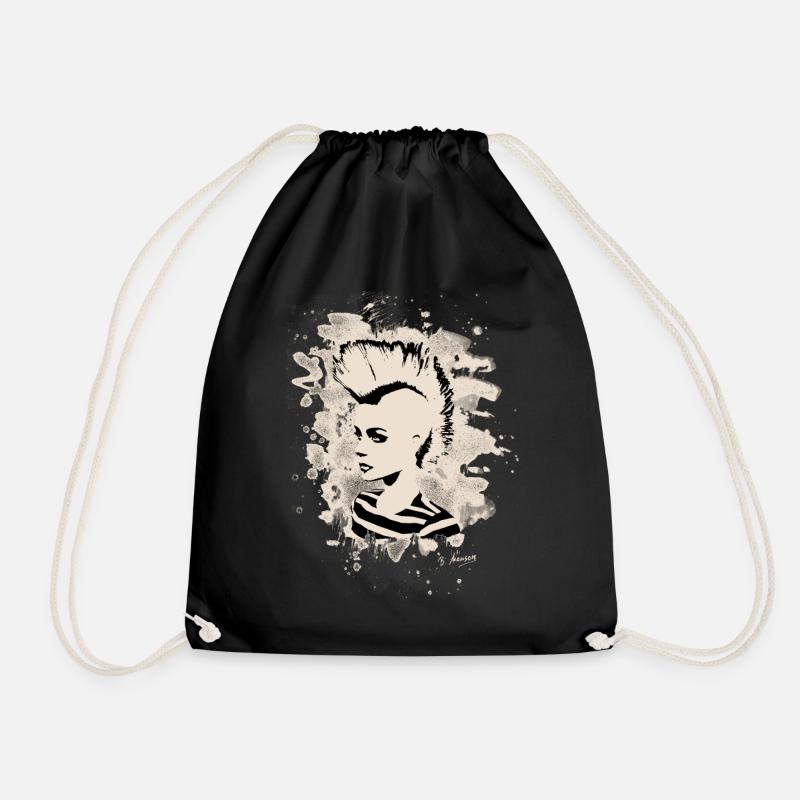 Punk Girl – bleached white - Turnbeutel - Schwarz