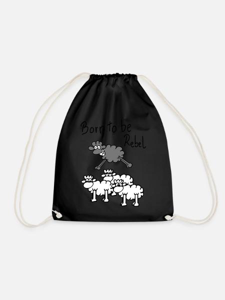 jumping sheep - Drawstring Bag - black