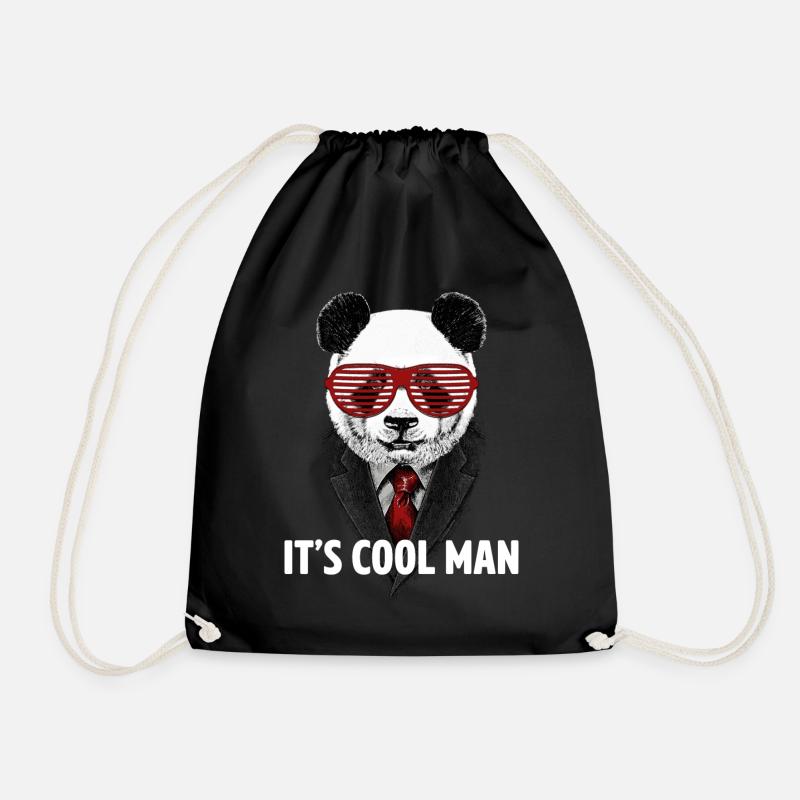 Panda - It's cool man - Geschenkidee - Turnbeutel - Schwarz