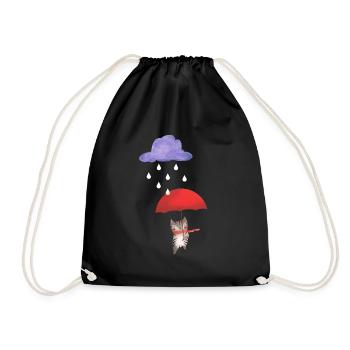 Cat avec parapluie - Sac de sport léger - noir - Devant