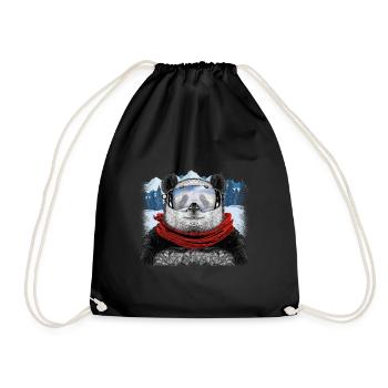 ski panda - Drawstring Bag - black - Front