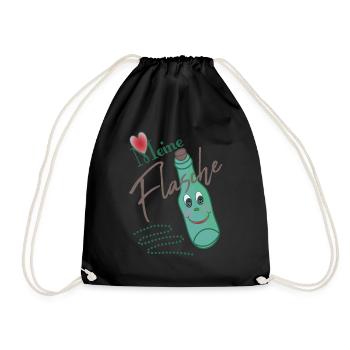 Flasche - Turnbeutel - Schwarz - Vorne